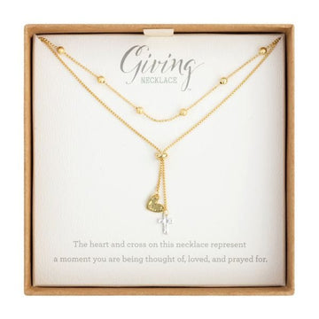 Kellis Gifts Fashion Necklace Lariat Giving Necklace W/ Heart and Cross Charms